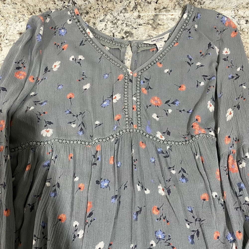 Grey Floral Blouse